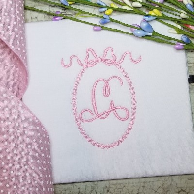 Monogram Frame with Bow embroidery design